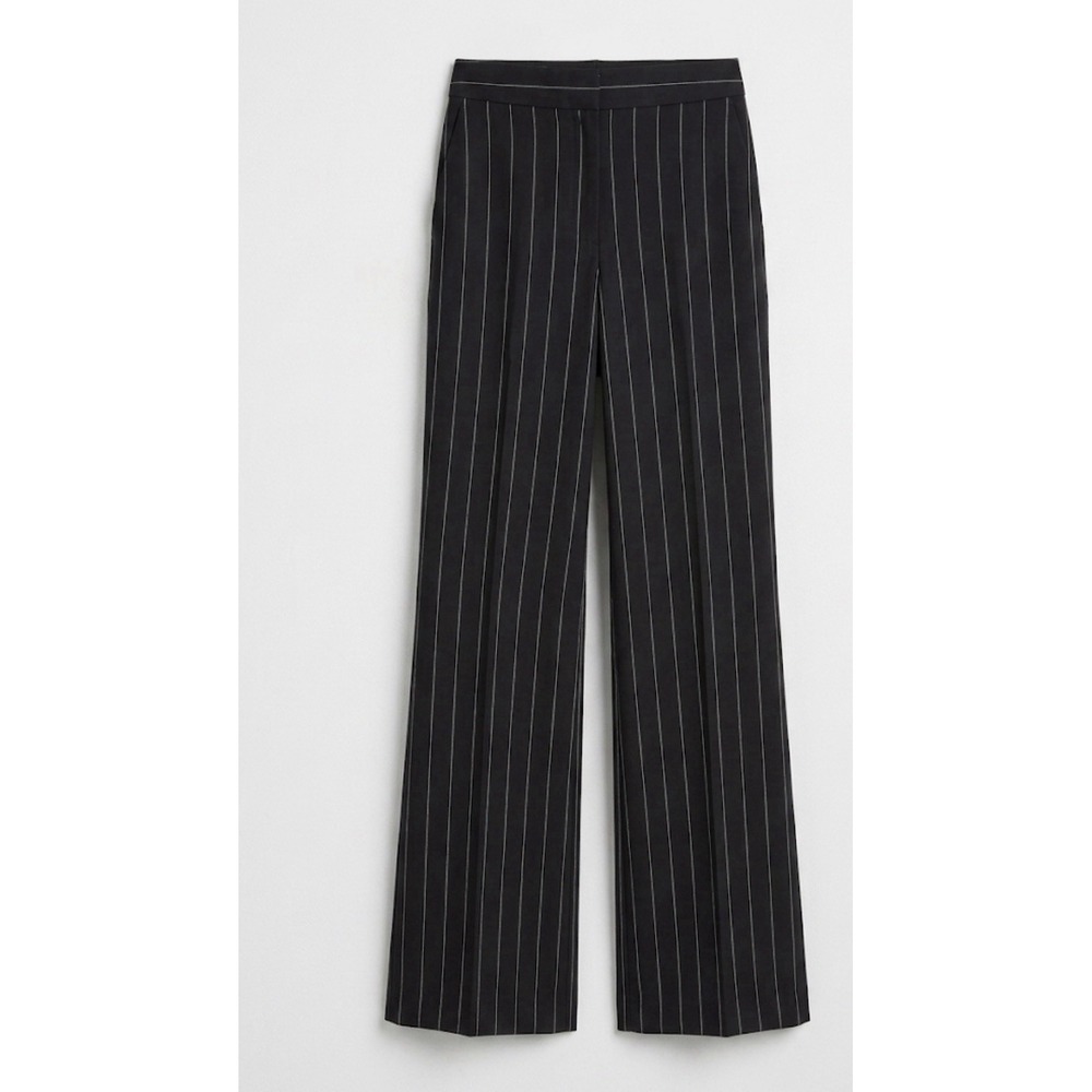 VTG 80s 90s Anne Klein Women's Pinstripe Dress Wide Pants 6 Black Office Siren